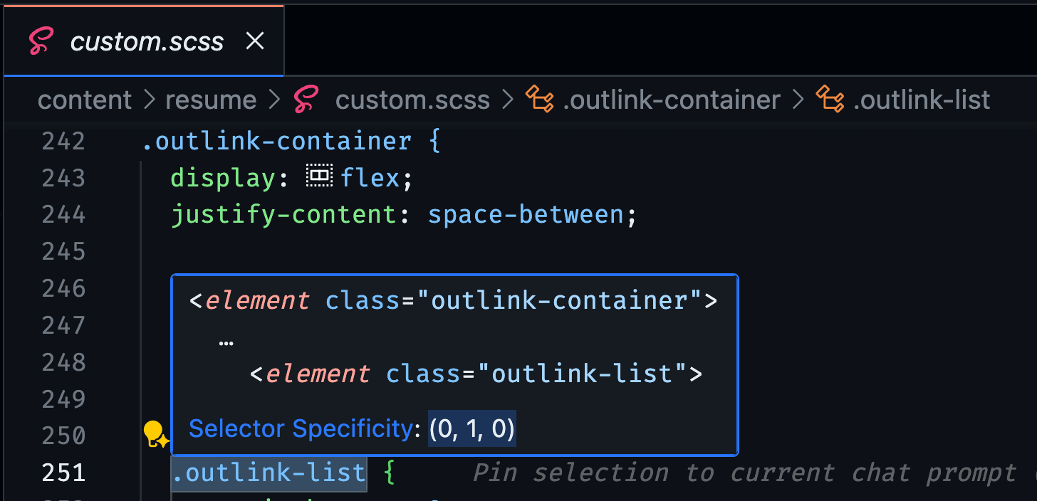 Selector Specificity: (0, 1, 0)